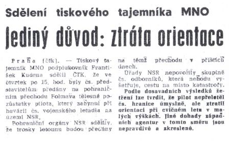 Npor. Franišek Kvapil - 40.výročí tragické nehody